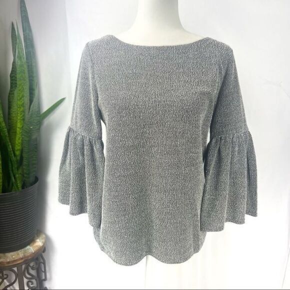 BANANA REPUBLIC Womens Medium Bell Sleeve Gray Top - Picture 11 of 11